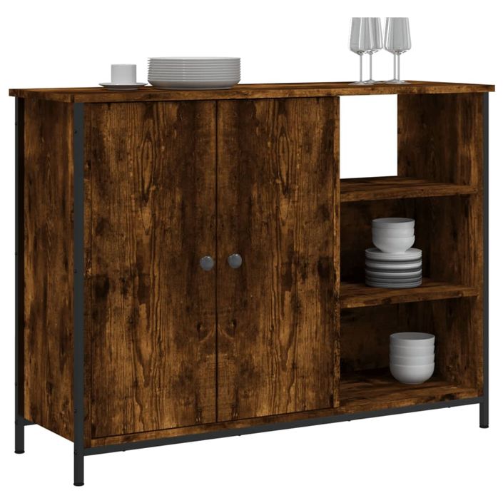 Buffet chêne fumé 100x33x75 cm bois d'ingénierie - Photo n°3