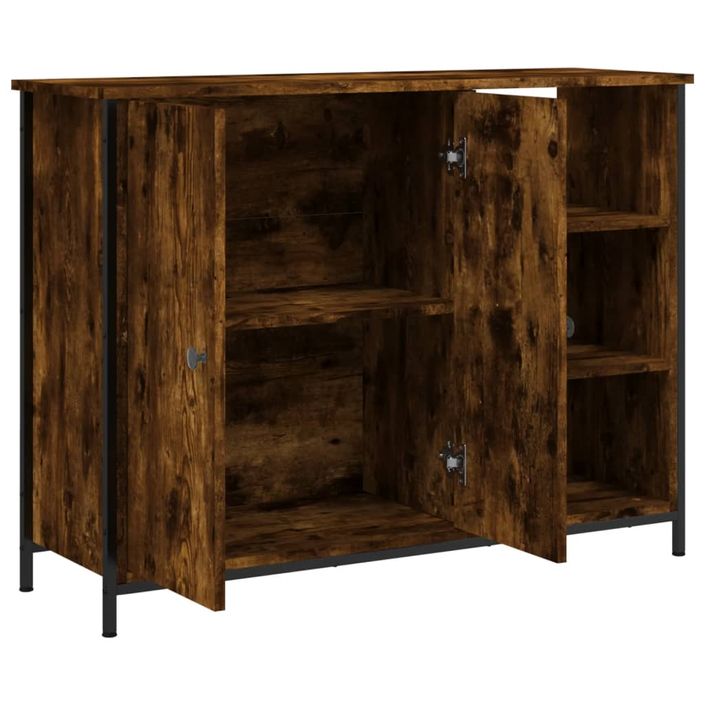 Buffet chêne fumé 100x33x75 cm bois d'ingénierie - Photo n°5