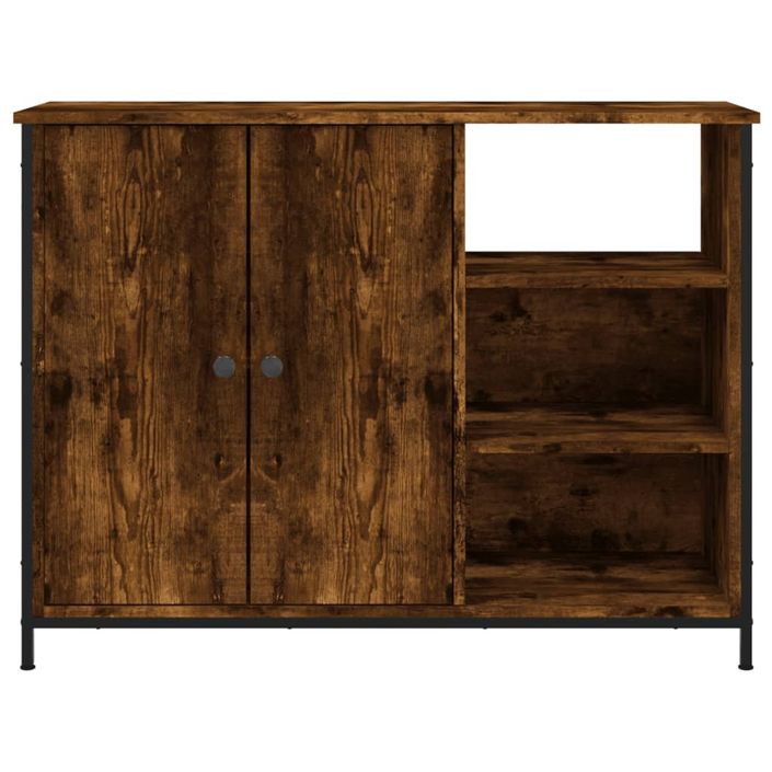 Buffet chêne fumé 100x33x75 cm bois d'ingénierie - Photo n°6