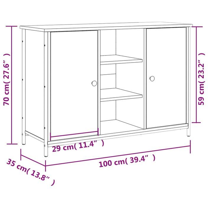 Buffet chêne fumé 100x35x70 cm bois d'ingénierie - Photo n°11