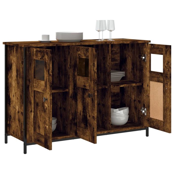 Buffet chêne fumé 100x35x70 cm bois d'ingénierie - Photo n°4