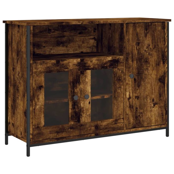 Buffet chêne fumé 100x35x75 cm bois d'ingénierie - Photo n°1