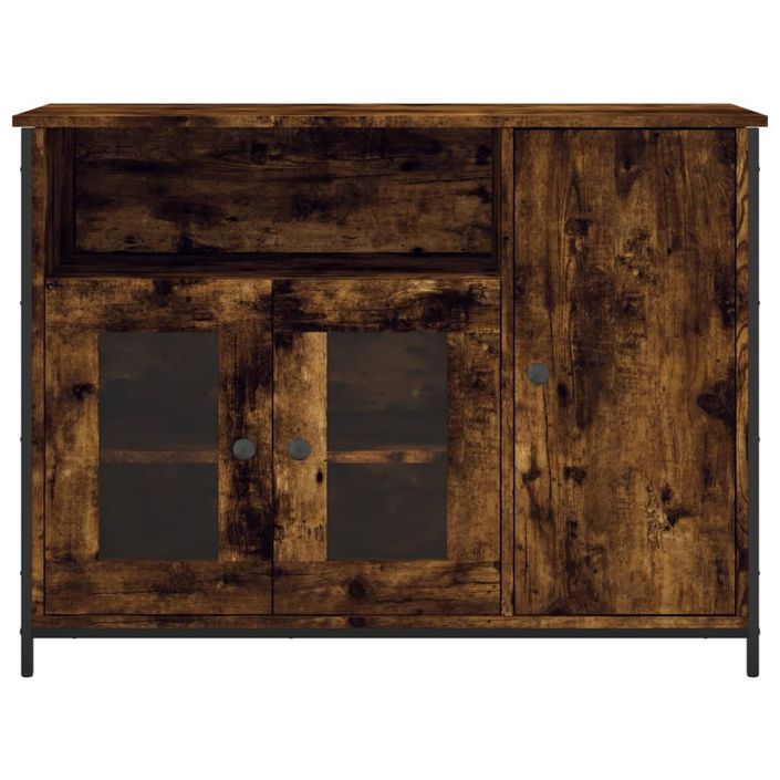 Buffet chêne fumé 100x35x75 cm bois d'ingénierie - Photo n°6