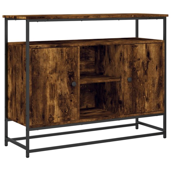 Buffet chêne fumé 100x35x80 cm bois d'ingénierie - Photo n°1