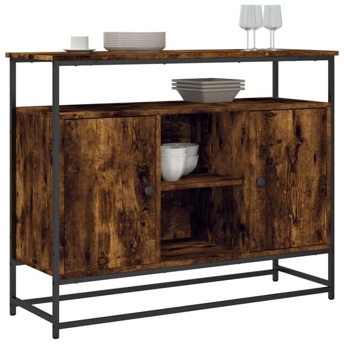 Buffet chêne fumé 100x35x80 cm bois d'ingénierie - Photo n°3