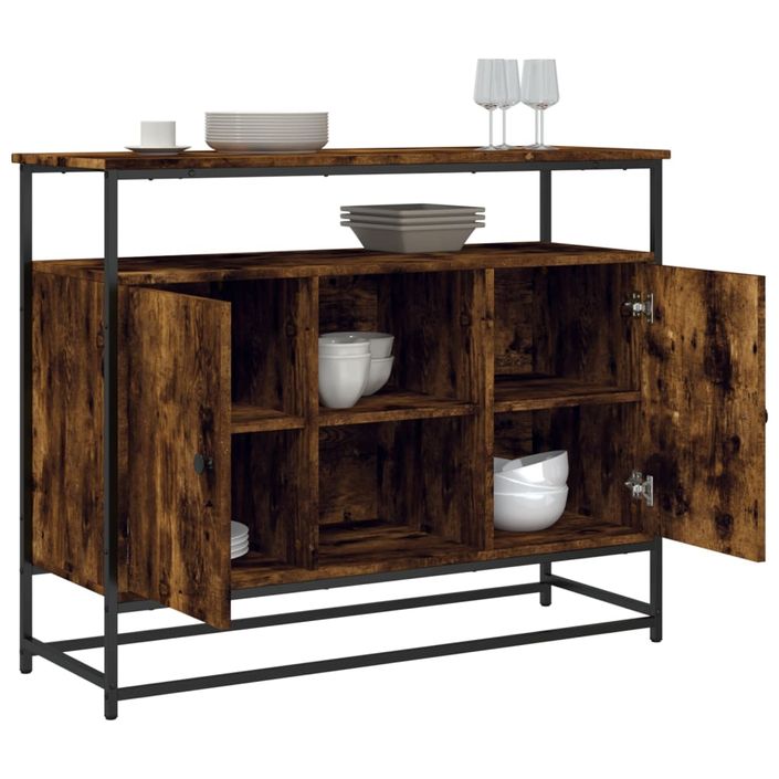 Buffet chêne fumé 100x35x80 cm bois d'ingénierie - Photo n°4