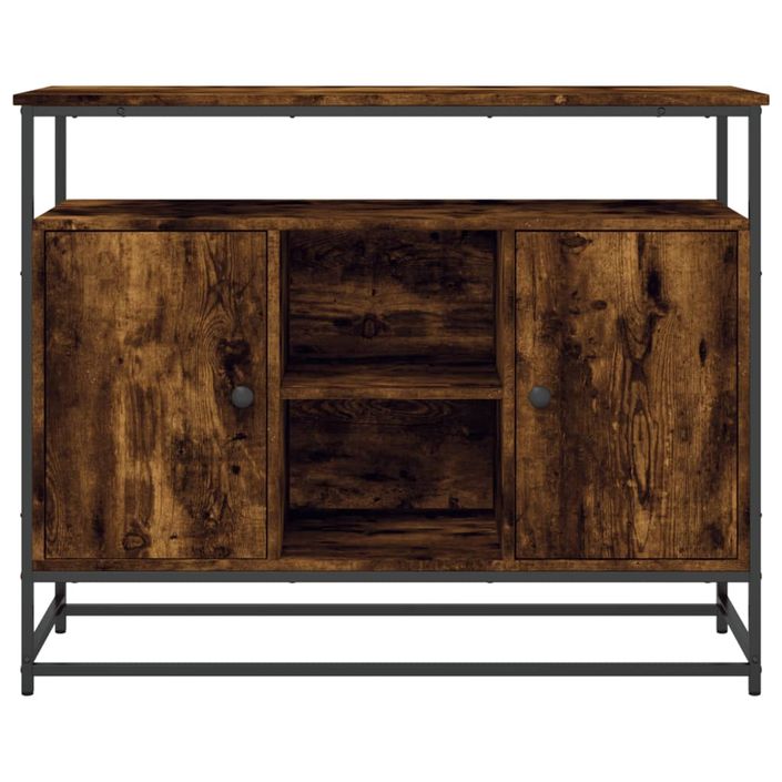 Buffet chêne fumé 100x35x80 cm bois d'ingénierie - Photo n°6