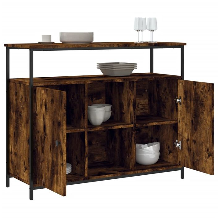 Buffet chêne fumé 100x35x80 cm bois d'ingénierie - Photo n°4