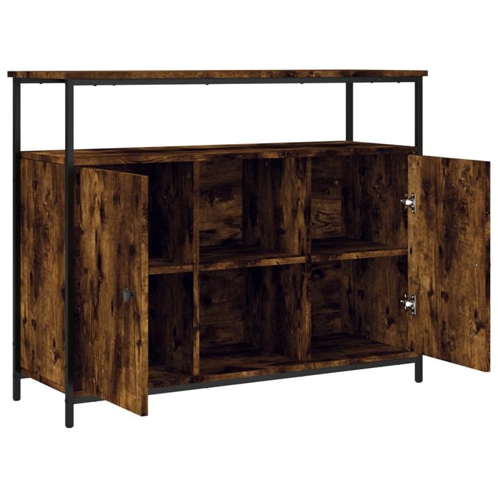 Buffet chêne fumé 100x35x80 cm bois d'ingénierie - Photo n°5