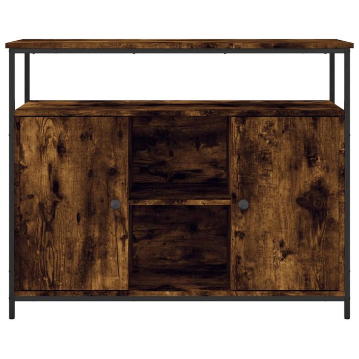 Buffet chêne fumé 100x35x80 cm bois d'ingénierie - Photo n°6