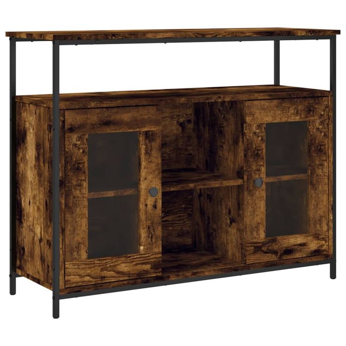 Buffet chêne fumé 100x35x80 cm bois d'ingénierie - Photo n°1