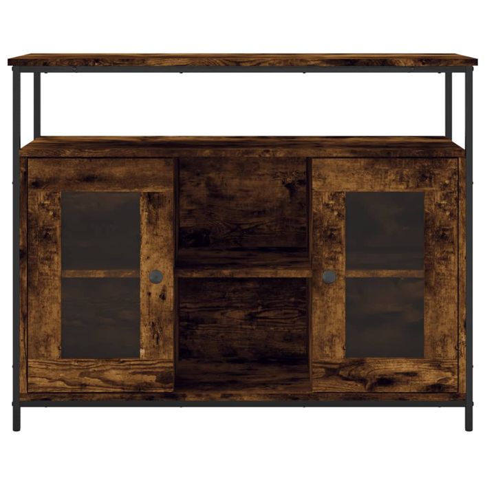 Buffet chêne fumé 100x35x80 cm bois d'ingénierie - Photo n°6