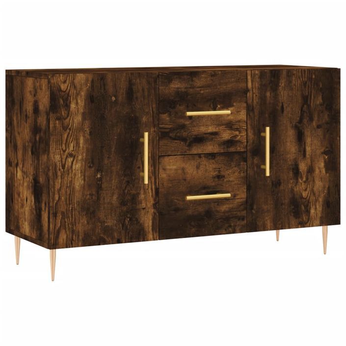 Buffet chêne fumé 100x36x60 cm bois d'ingénierie - Photo n°1