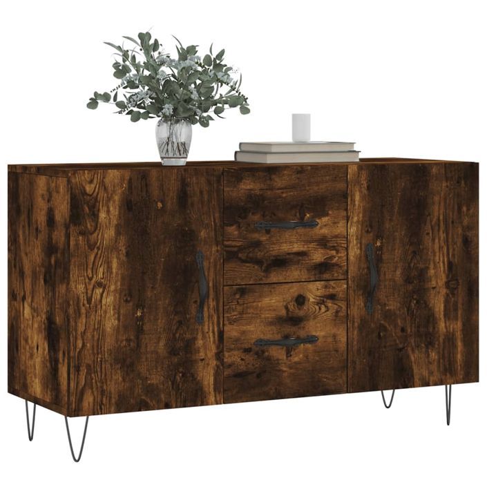 Buffet chêne fumé 100x36x60 cm bois d'ingénierie - Photo n°3