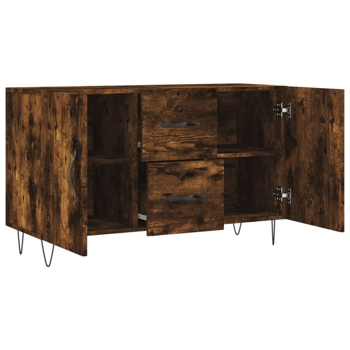 Buffet chêne fumé 100x36x60 cm bois d'ingénierie - Photo n°5