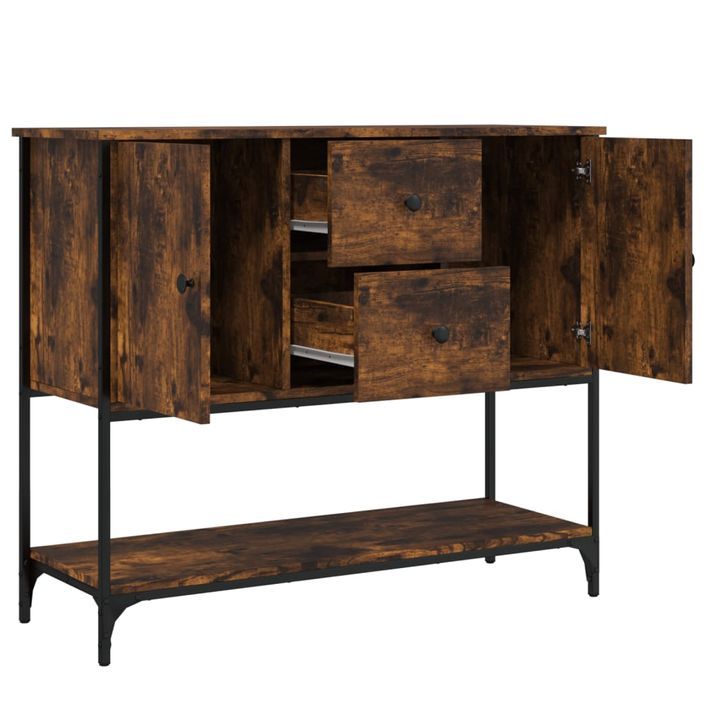 Buffet chêne fumé 100x36x85 cm bois d'ingénierie - Photo n°5