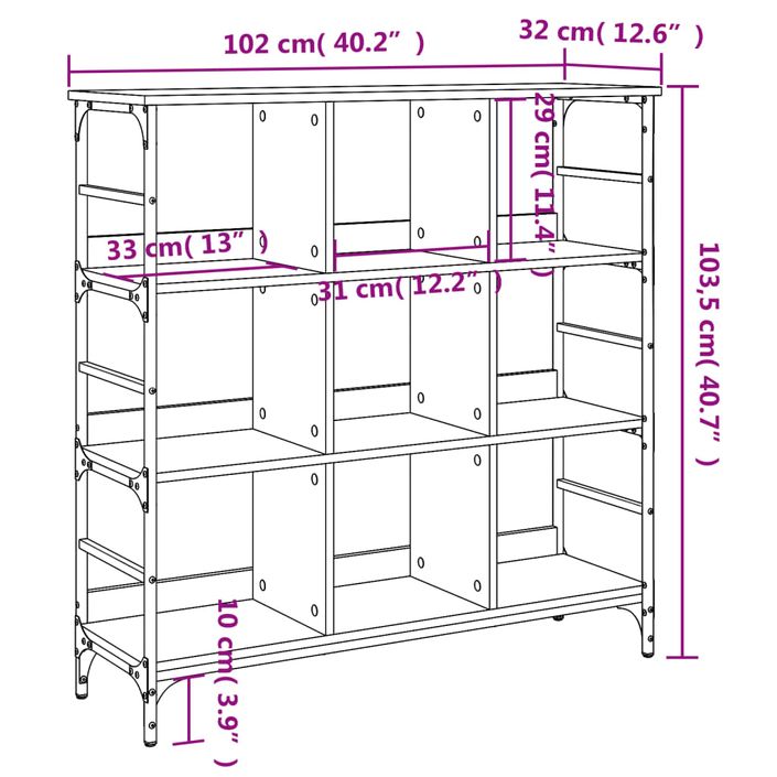 Buffet chêne fumé 102x32x103,5 cm bois d'ingénierie - Photo n°9