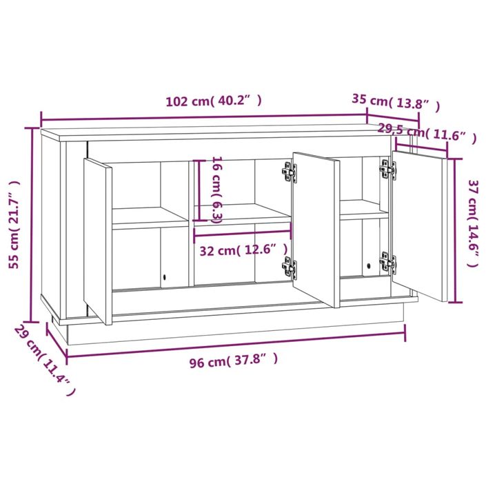 Buffet chêne fumé 102x35x55 cm bois d'ingénierie - Photo n°9