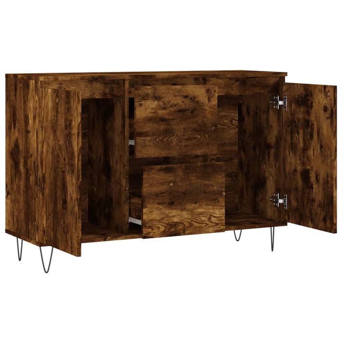 Buffet chêne fumé 104x35x70 cm bois d'ingénierie - Photo n°6