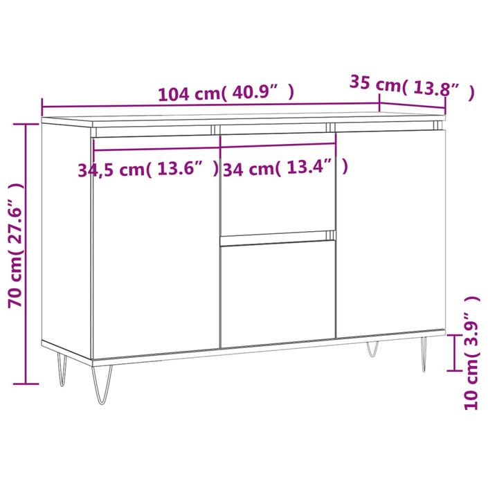 Buffet chêne fumé 104x35x70 cm bois d'ingénierie - Photo n°11