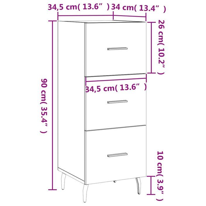 Buffet Chêne fumé 34,5x34x90 cm Bois d'ingénierie - Photo n°12