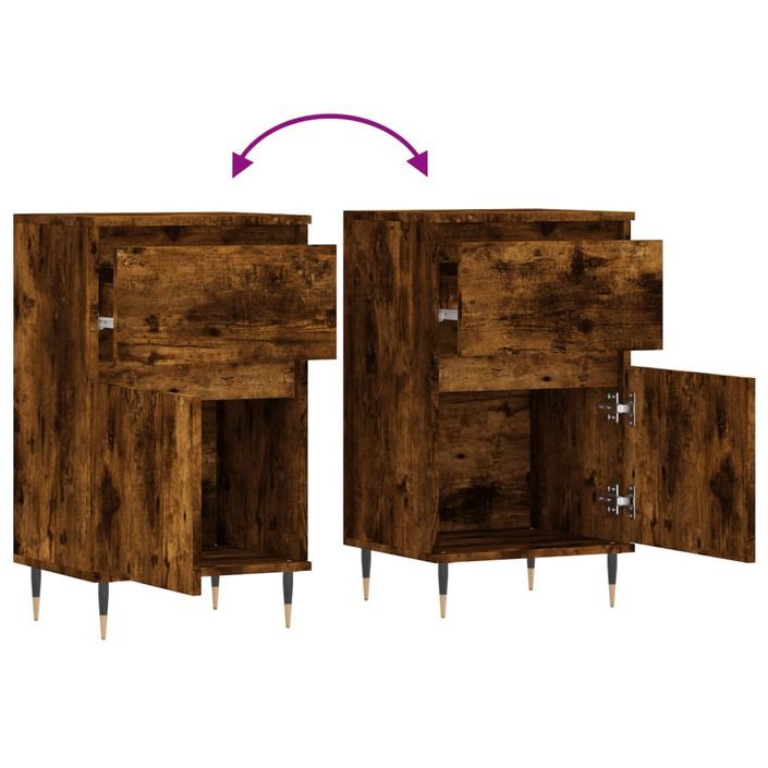 Buffet chêne fumé 40x35x70 cm bois d'ingénierie - Photo n°9