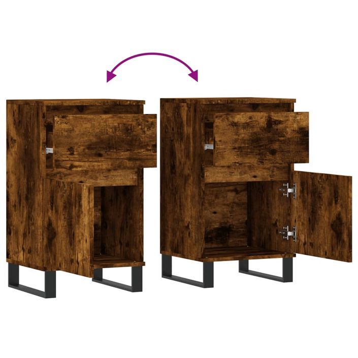 Buffet chêne fumé 40x35x70 cm bois d'ingénierie - Photo n°9