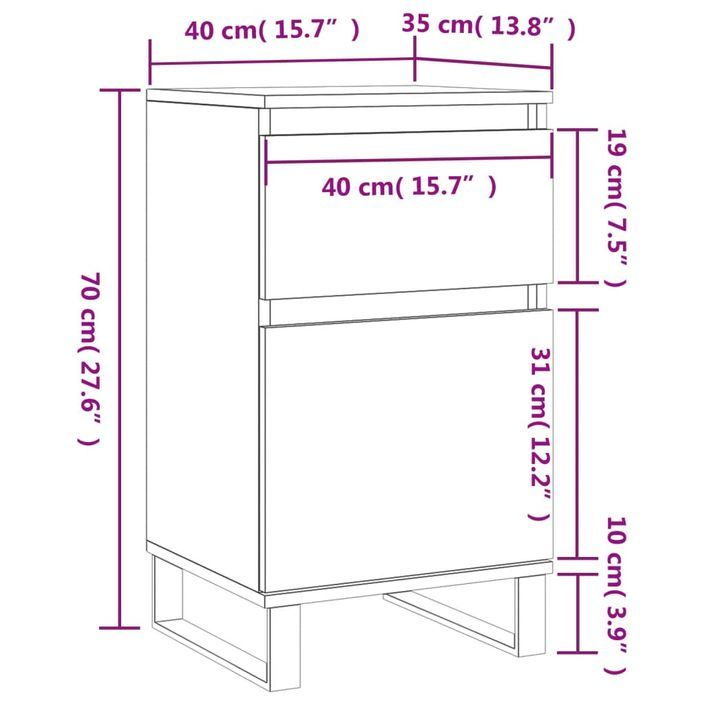 Buffet chêne fumé 40x35x70 cm bois d'ingénierie - Photo n°12