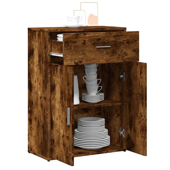 Buffet chêne fumé 60x30x84 cm bois d'ingénierie - Photo n°4