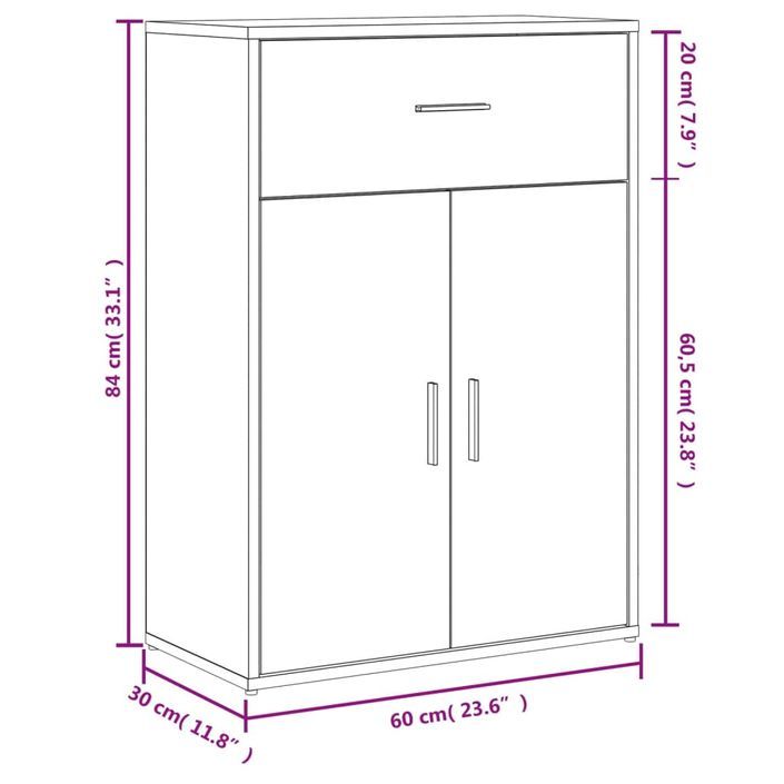 Buffet chêne fumé 60x30x84 cm bois d'ingénierie - Photo n°10