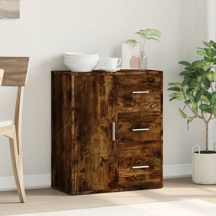 Buffet chêne fumé 60x31x70 cm bois d'ingénierie - Photo n°3