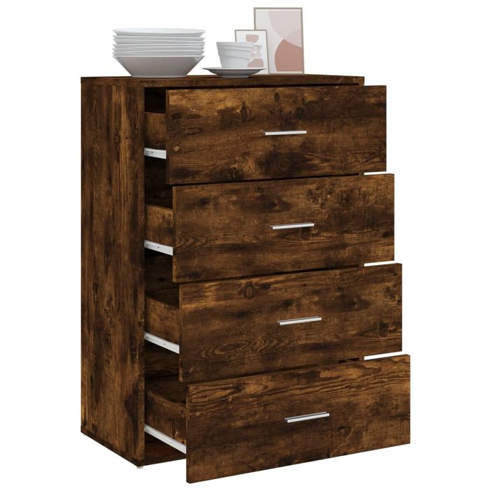 Buffet chêne fumé 60x31x84 cm bois d'ingénierie - Photo n°4