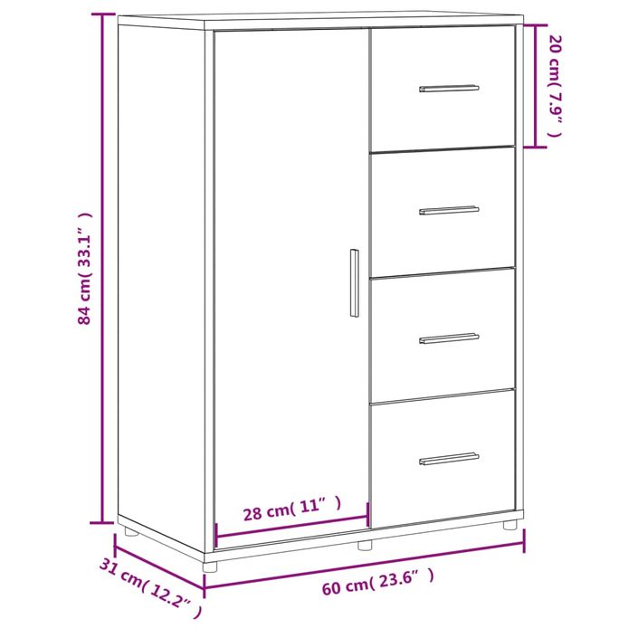 Buffet chêne fumé 60x31x84 cm bois d'ingénierie - Photo n°11