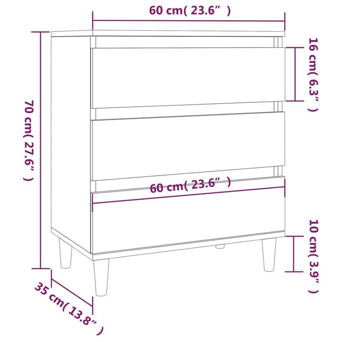 Buffet Chêne fumé 60x35x70 cm Bois d'ingénierie - Photo n°10