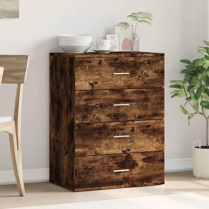 Buffet chêne fumé 60x39x80 cm bois d'ingénierie - Photo n°3