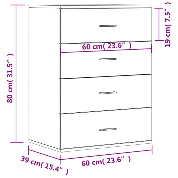 Buffet chêne fumé 60x39x80 cm bois d'ingénierie - Photo n°11