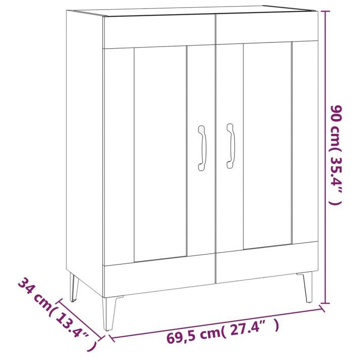 Buffet Chêne fumé 69,5x34x90 cm Bois d'ingénierie 3 - Photo n°9