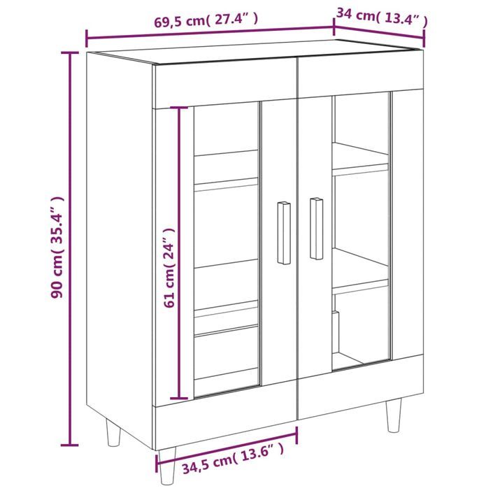 Buffet Chêne fumé 69,5x34x90 cm Bois d'ingénierie 2 - Photo n°8