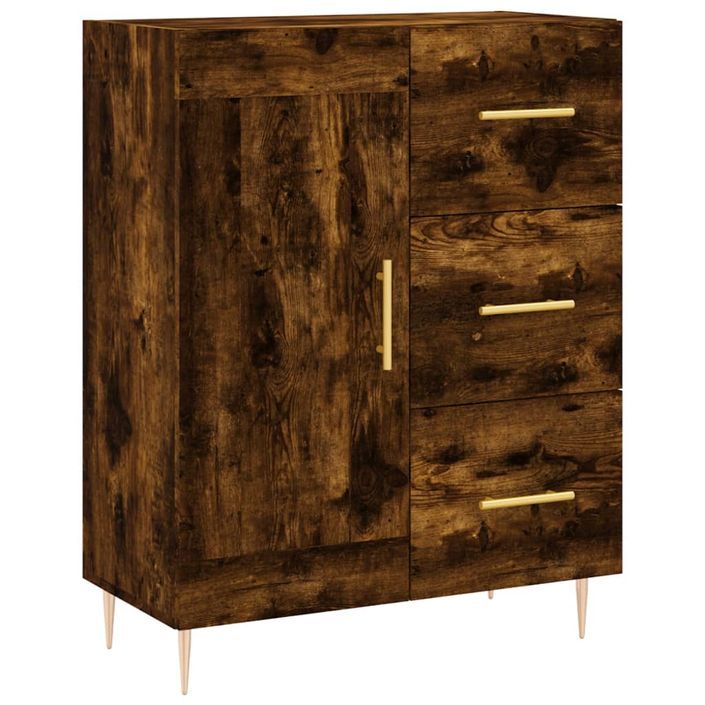 Buffet chêne fumé 69,5x34x90 cm bois d'ingénierie - Photo n°1