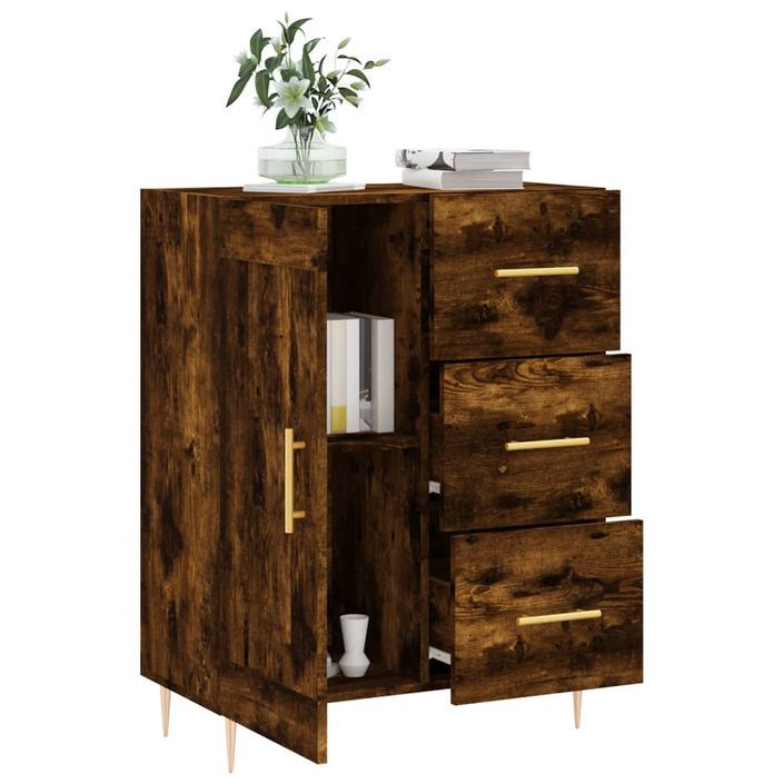 Buffet chêne fumé 69,5x34x90 cm bois d'ingénierie - Photo n°4