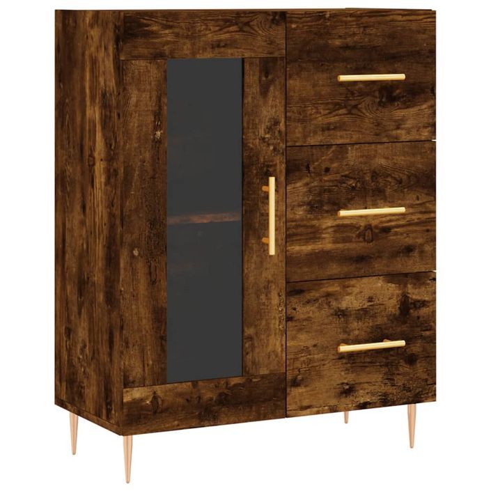 Buffet chêne fumé 69,5x34x90 cm bois d'ingénierie - Photo n°1