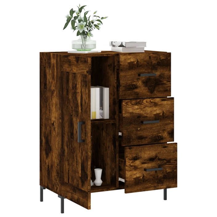 Buffet chêne fumé 69,5x34x90 cm bois d'ingénierie - Photo n°4