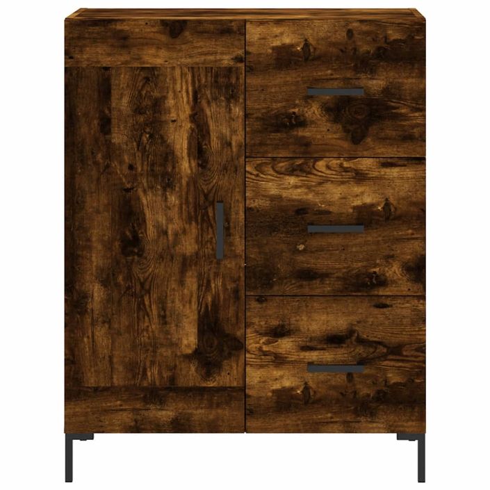 Buffet chêne fumé 69,5x34x90 cm bois d'ingénierie - Photo n°5