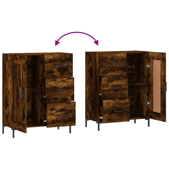 Buffet chêne fumé 69,5x34x90 cm bois d'ingénierie - Photo n°9