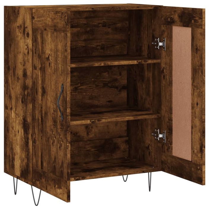 Buffet chêne fumé 69,5x34x90 cm bois d'ingénierie - Photo n°6