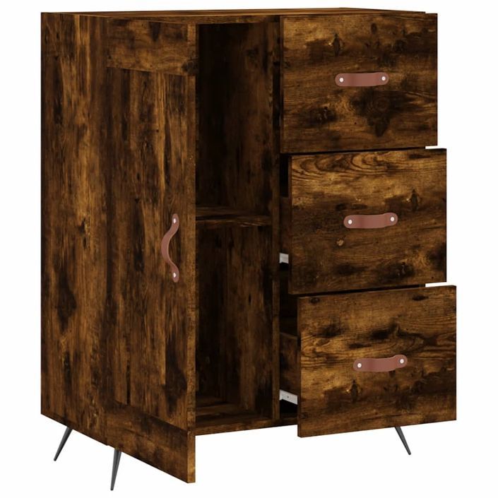 Buffet chêne fumé 69,5x34x90 cm bois d'ingénierie - Photo n°6