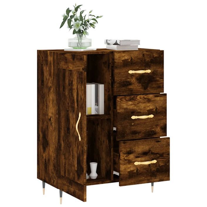 Buffet chêne fumé 69,5x34x90 cm bois d'ingénierie - Photo n°4