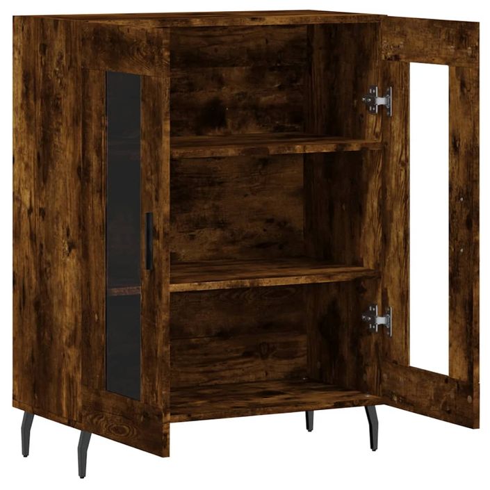 Buffet chêne fumé 69,5x34x90 cm bois d'ingénierie - Photo n°6