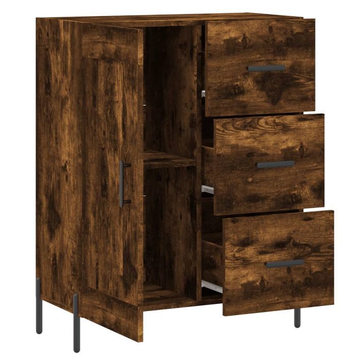 Buffet chêne fumé 69,5x34x90 cm bois d'ingénierie - Photo n°5