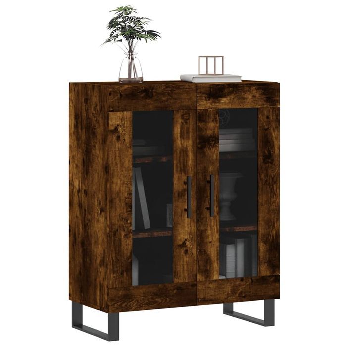 Buffet chêne fumé 69,5x34x90 cm bois d'ingénierie - Photo n°3